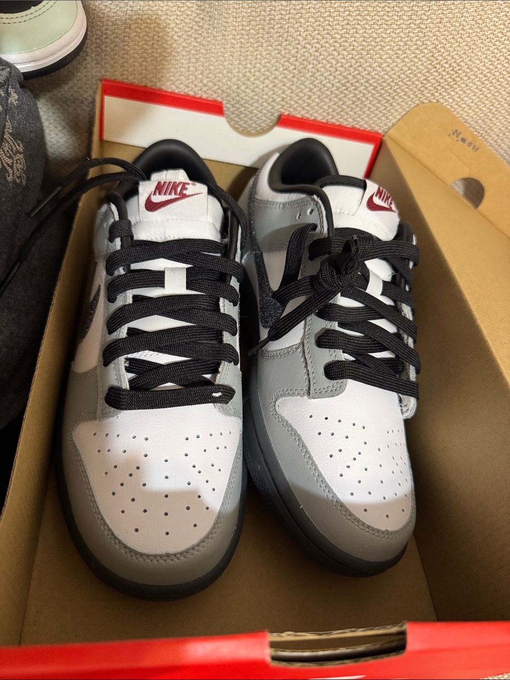 Nike Men’s Low-Top Sneakers in White, Gray, Black and Red